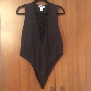 Black crisscross bodysuit